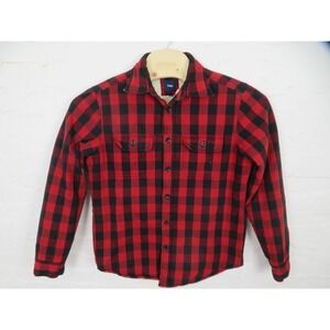Gap Jacket Mens Small Red Plaid Sherpa Lined Flannel Quilted Shacket Workwear